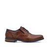 Rieker Men Gusset Laced Plain Toe Shoe - Brown Leather
